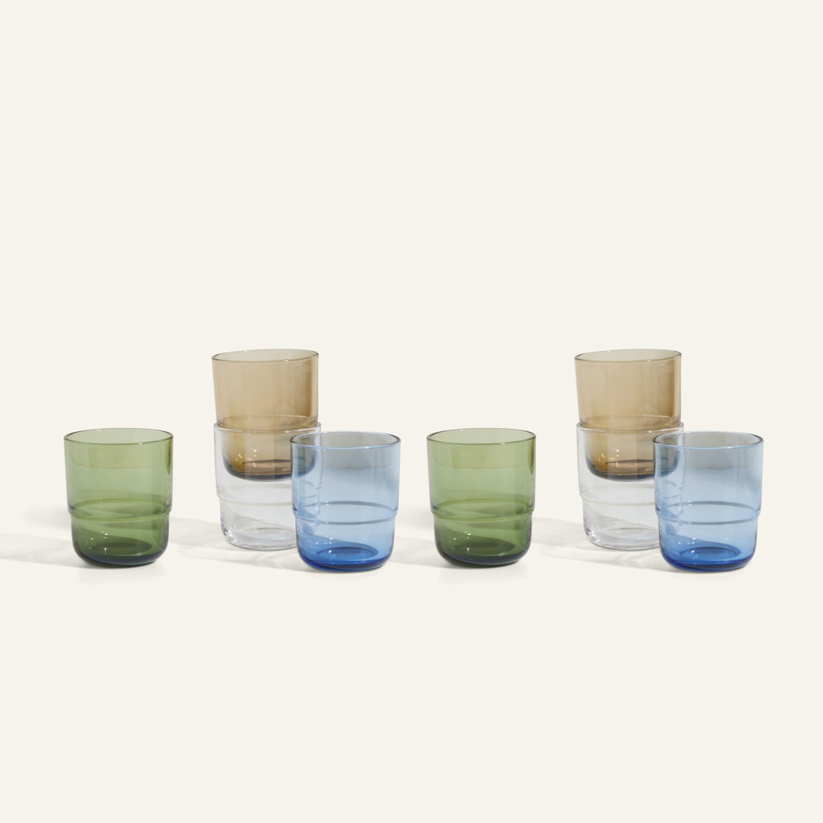 Lot de 4 verres courts empilables faits à la main