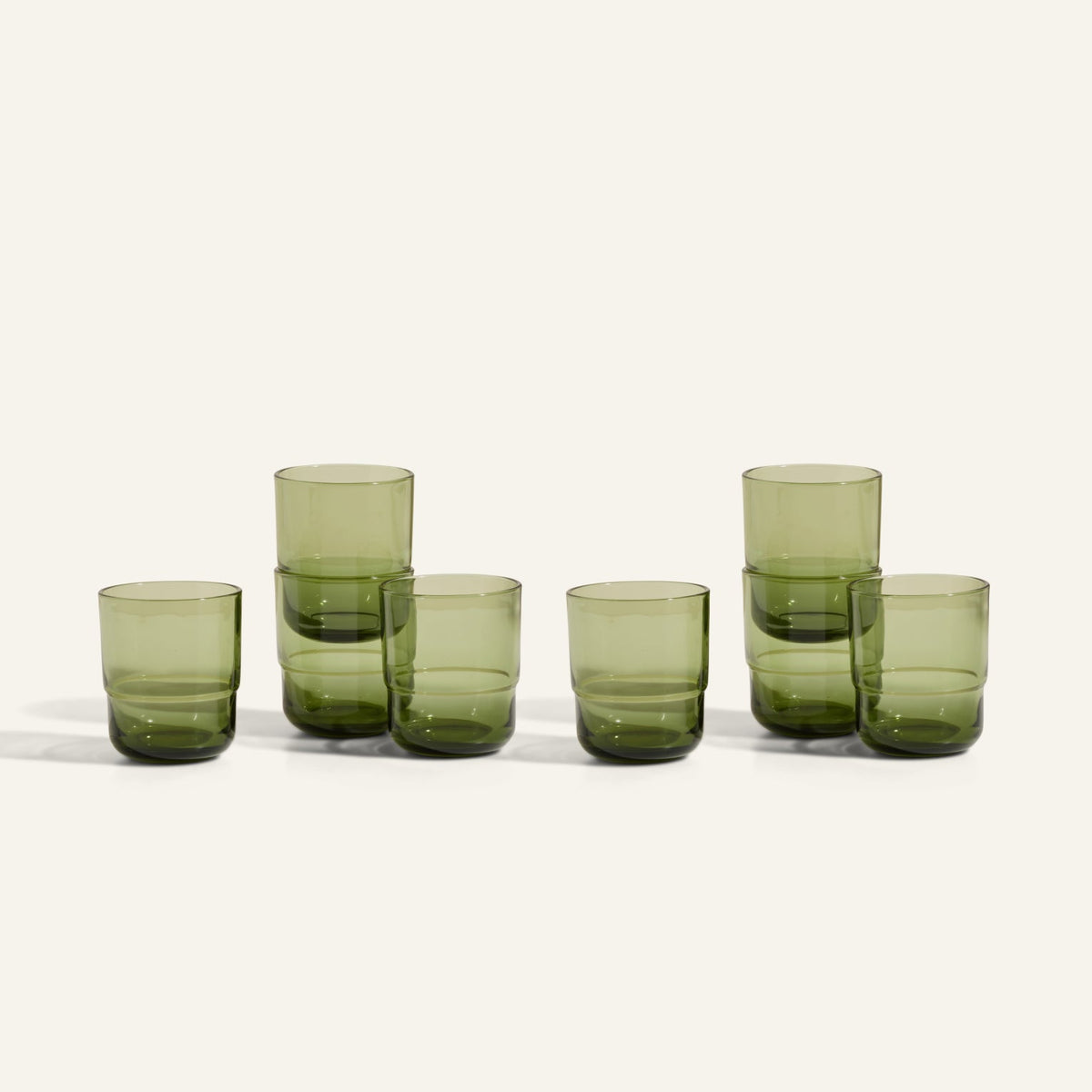 Lot de 4 verres courts empilables faits à la main