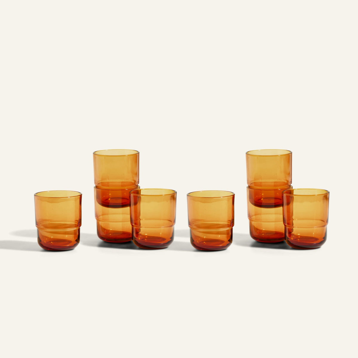 Lot de 4 verres courts empilables faits à la main