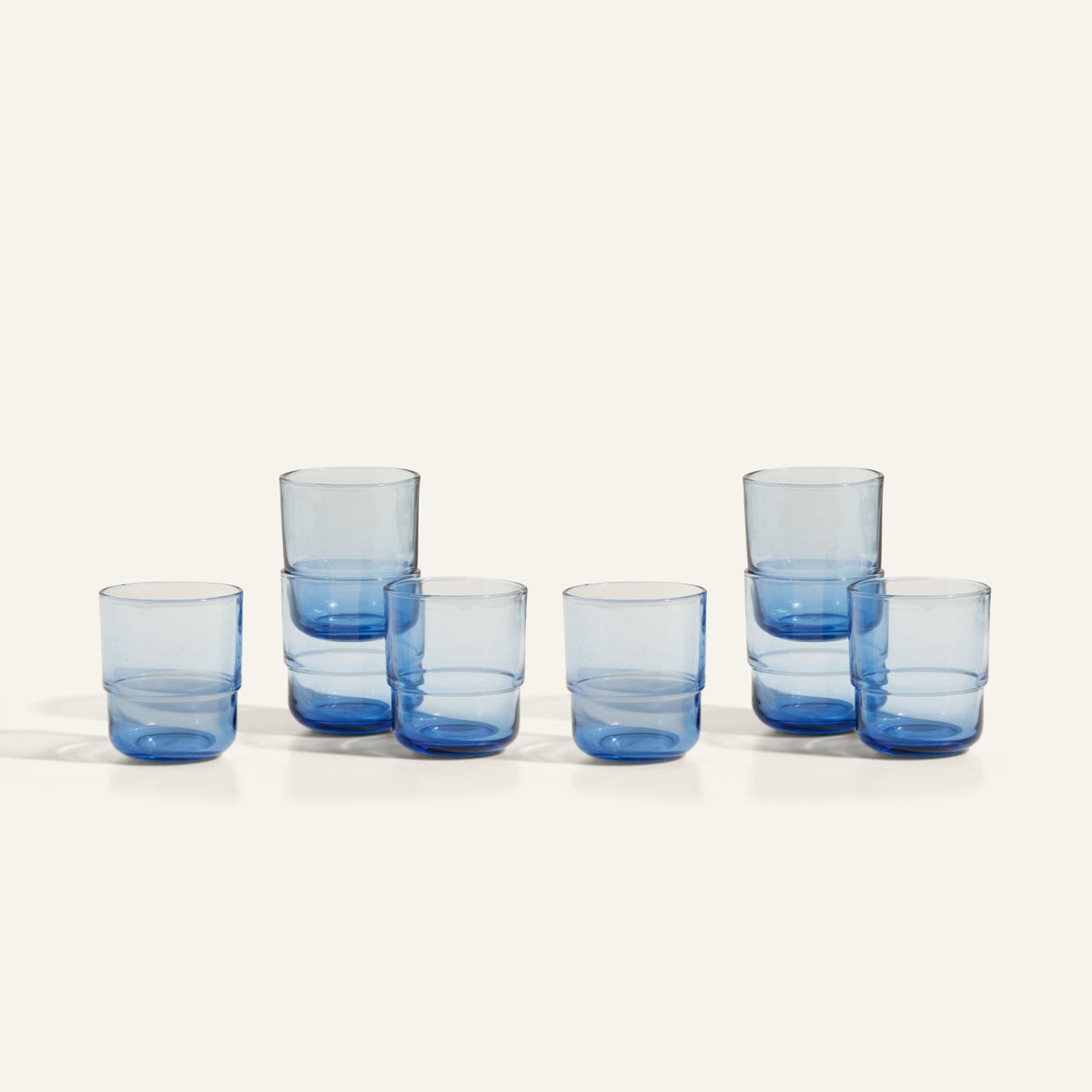 Lot de 4 verres courts empilables faits à la main
