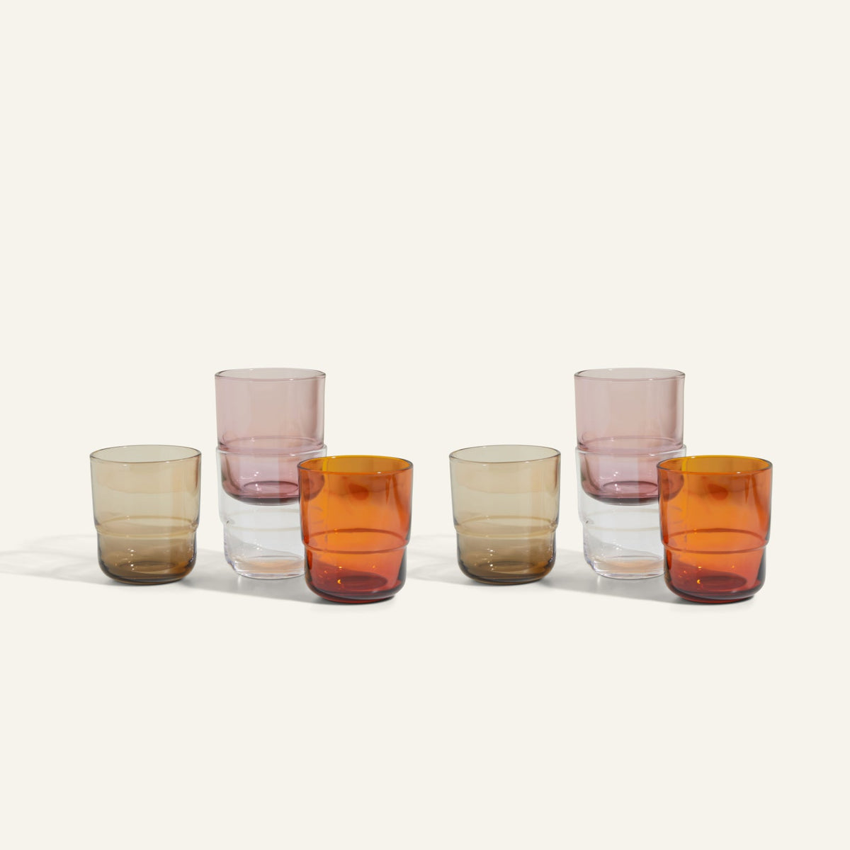 Lot de 4 verres courts empilables faits à la main