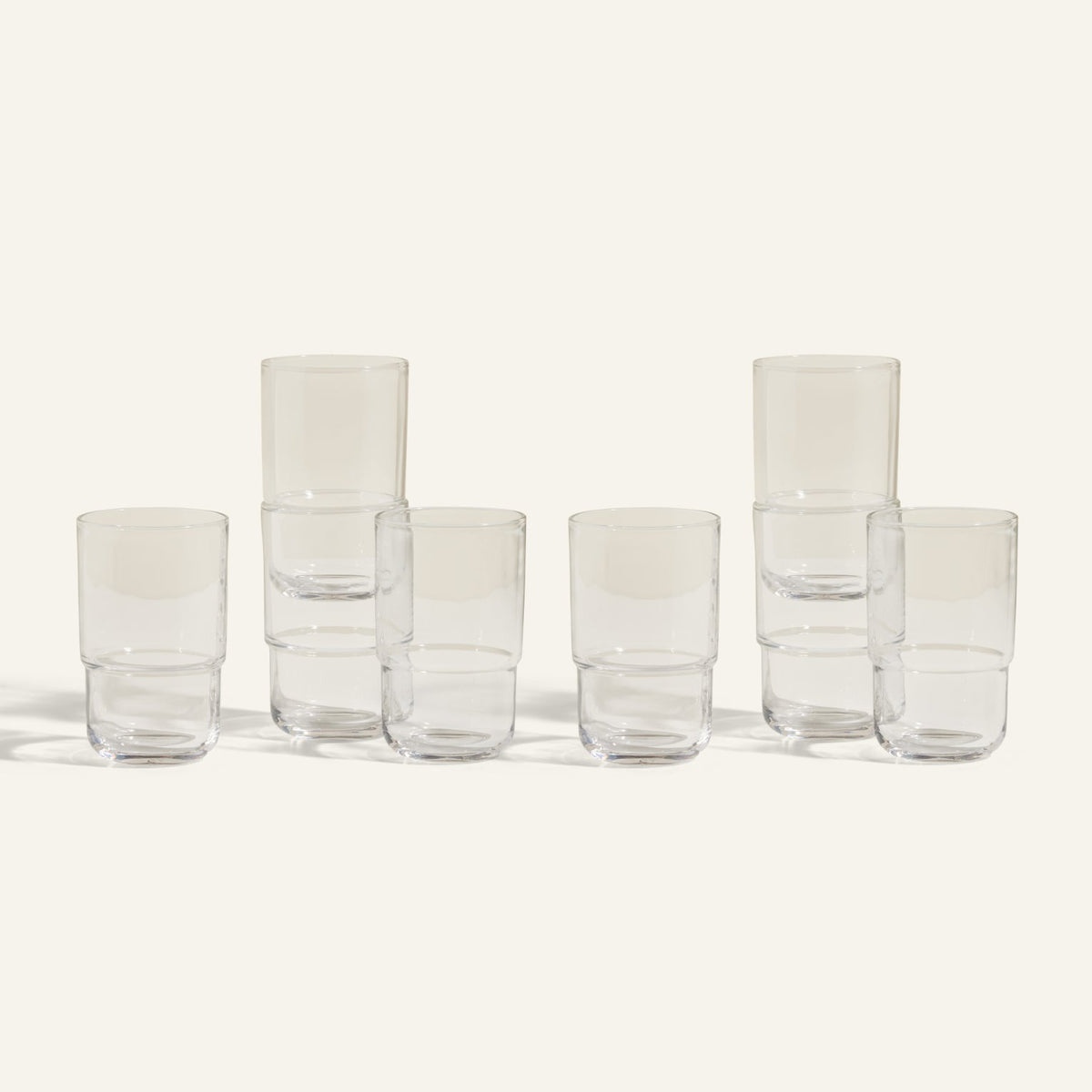 Lot de 4 gobelets hauts empilables faits à la main en verre