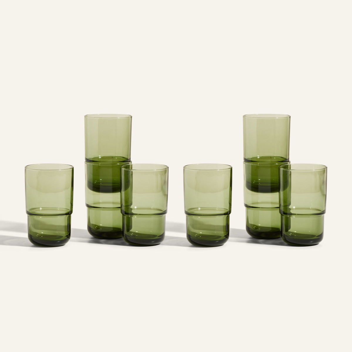 Lot de 4 gobelets hauts empilables faits à la main en verre