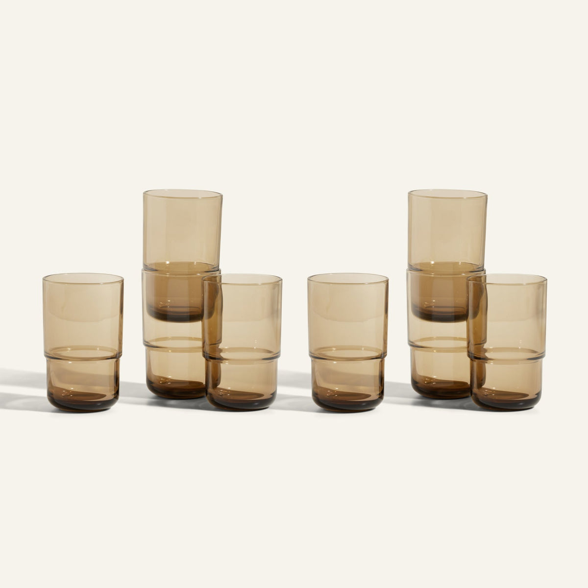 Lot de 4 gobelets hauts empilables faits à la main en verre