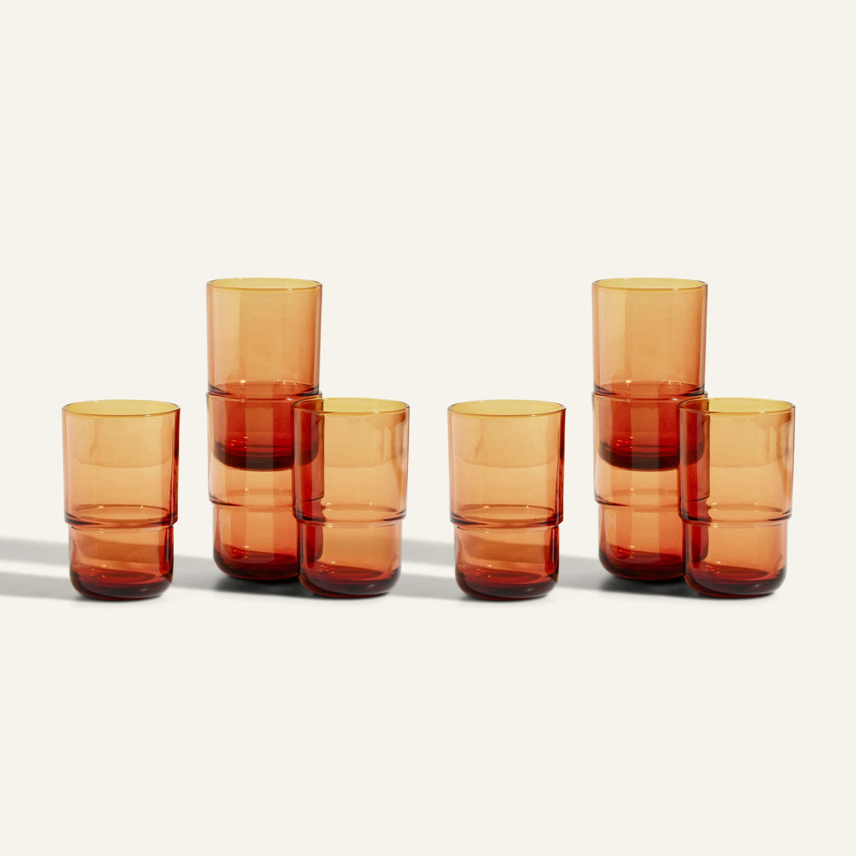 Lot de 4 gobelets hauts empilables faits à la main en verre